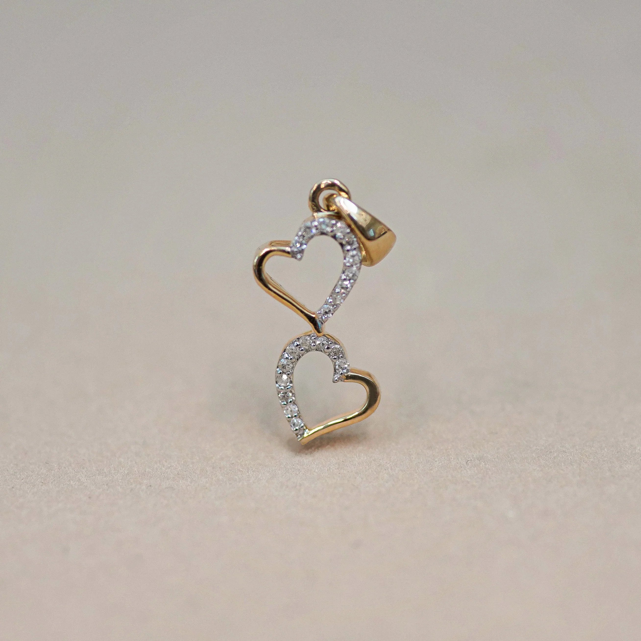Diamond Double Heart Pendant - Anygolds
