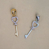 Diamond Open Heart & Key Pendant - Anygolds