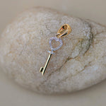 Diamond Open Heart & Key Pendant - Anygolds