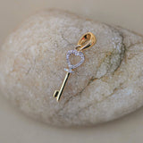 Diamond Open Heart & Key Pendant - Anygolds