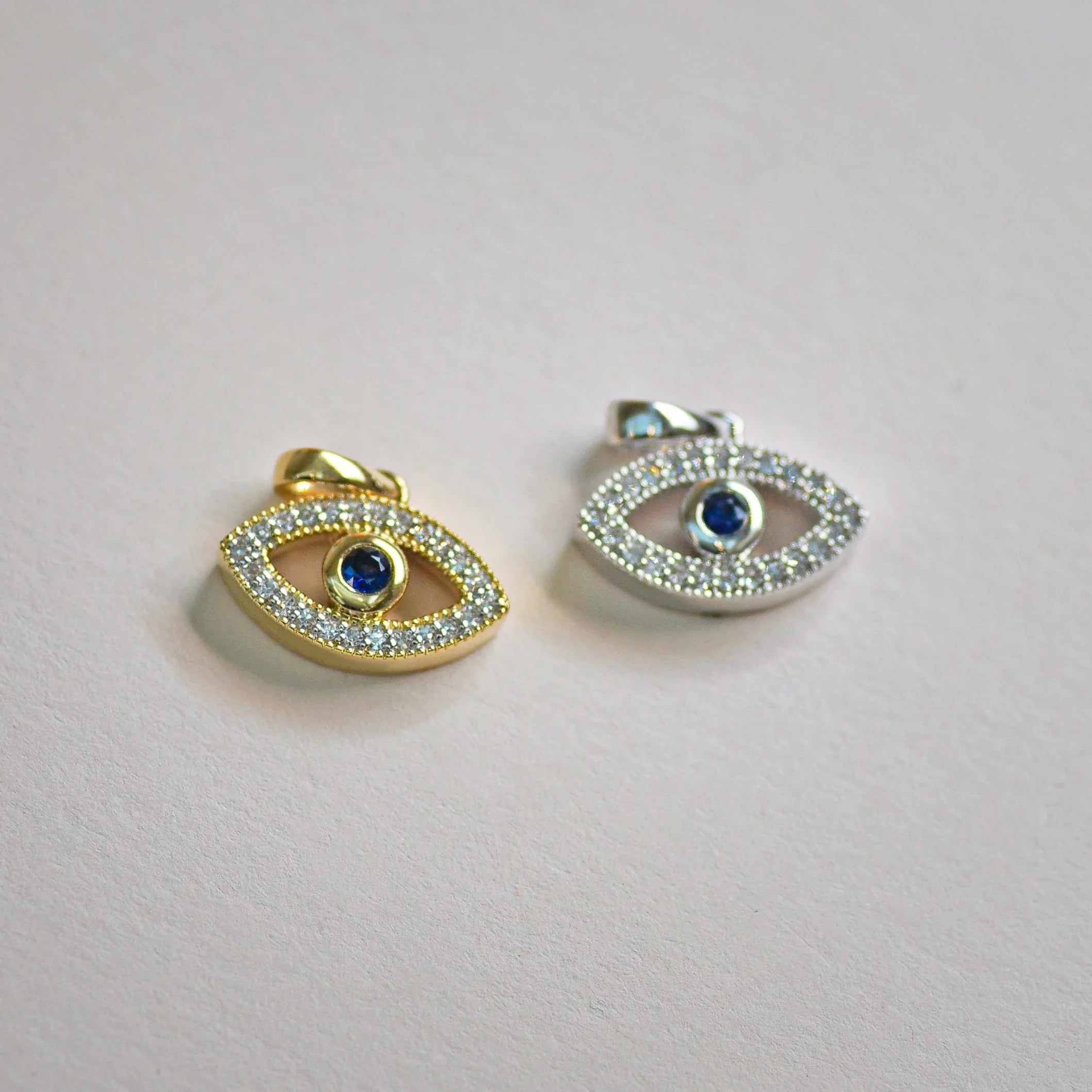 Diamond & Sapphire Evil Eye Pendant - Anygolds