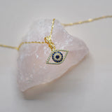 Eternity CZ & Blue Evil Eye Pendant - Anygolds