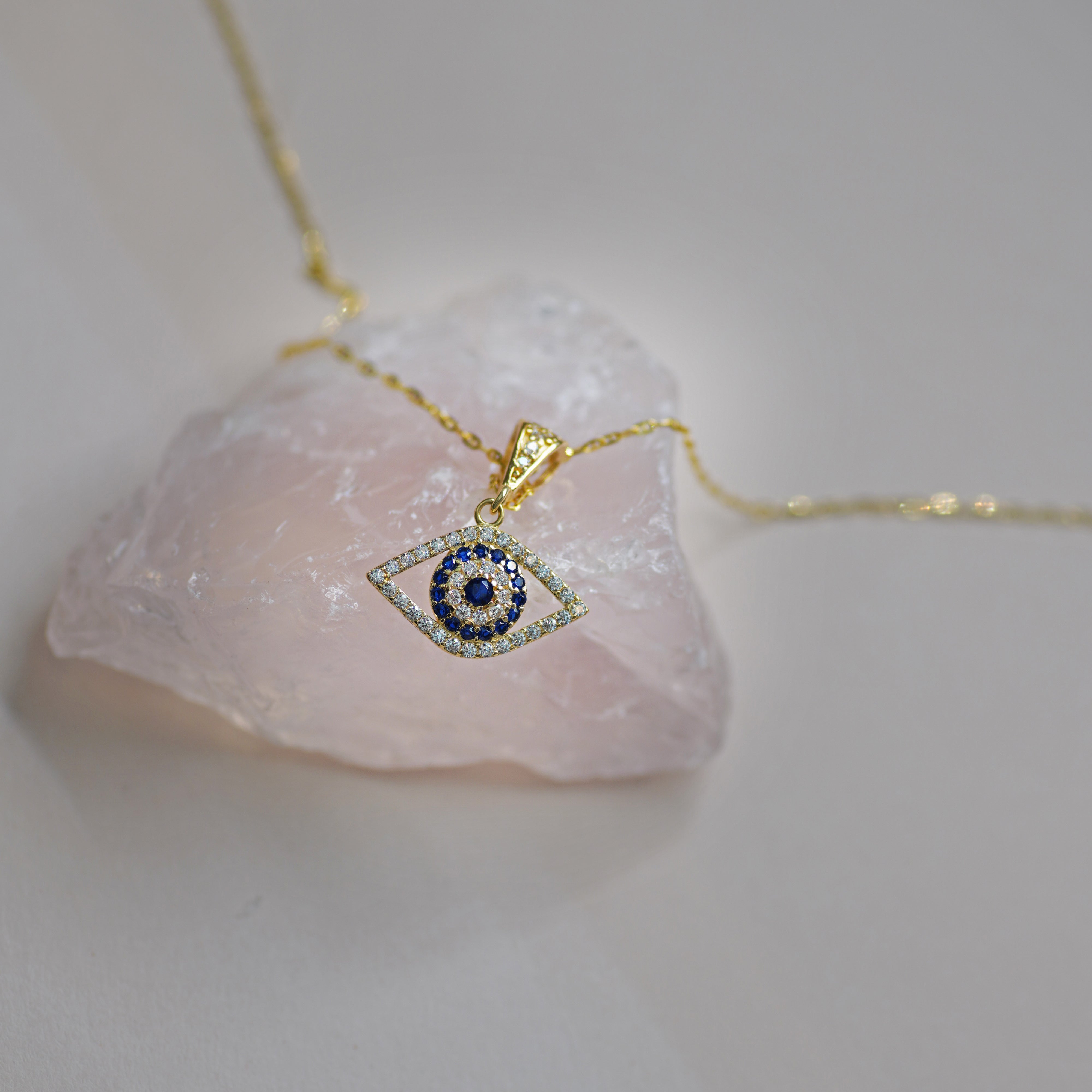 Eternity CZ & Blue Evil Eye Pendant