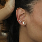 14K Solid Gold CZ Round Stud Earrings – Anygolds