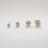 14K Solid Gold CZ Round Stud Earrings – Anygolds
