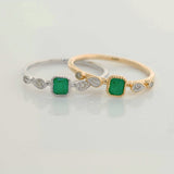 Diamond with Gemstone Ring - Ruby, Sapphire, Emerald