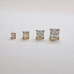 CZ Square Stud Earrings - Anygolds