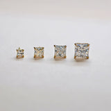 CZ Square Stud Earrings - Anygolds