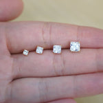 CZ Square Stud Earrings - Anygolds