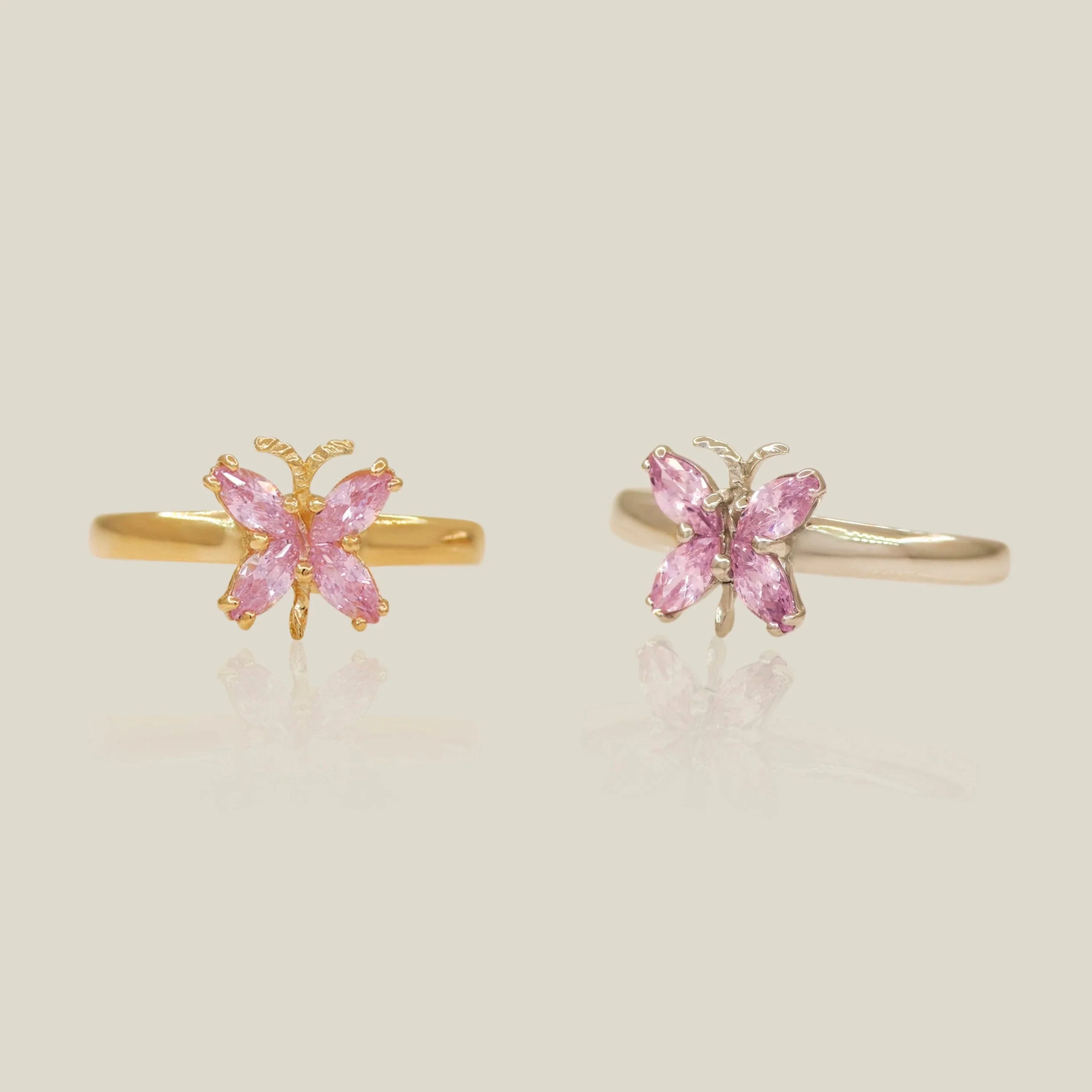 Marquise Pink CZ Butterfly Toe Ring - Anygolds