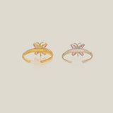 Marquise Pink CZ Butterfly Toe Ring - Anygolds