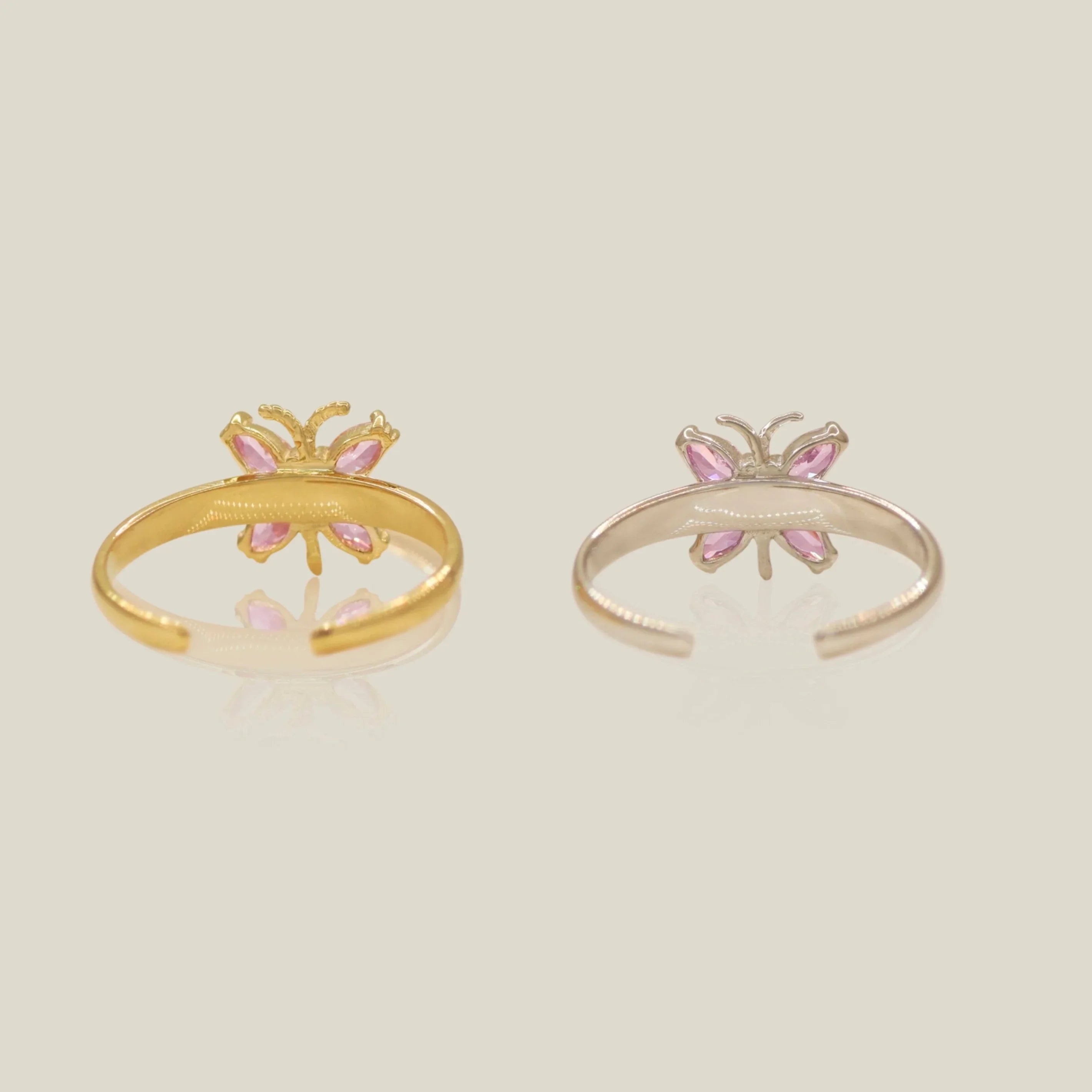 Marquise Pink CZ Butterfly Toe Ring - Anygolds