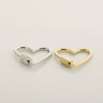 14K Solid Gold Heart Charm Connector Screw Carabiner Clasp- Anygolds 