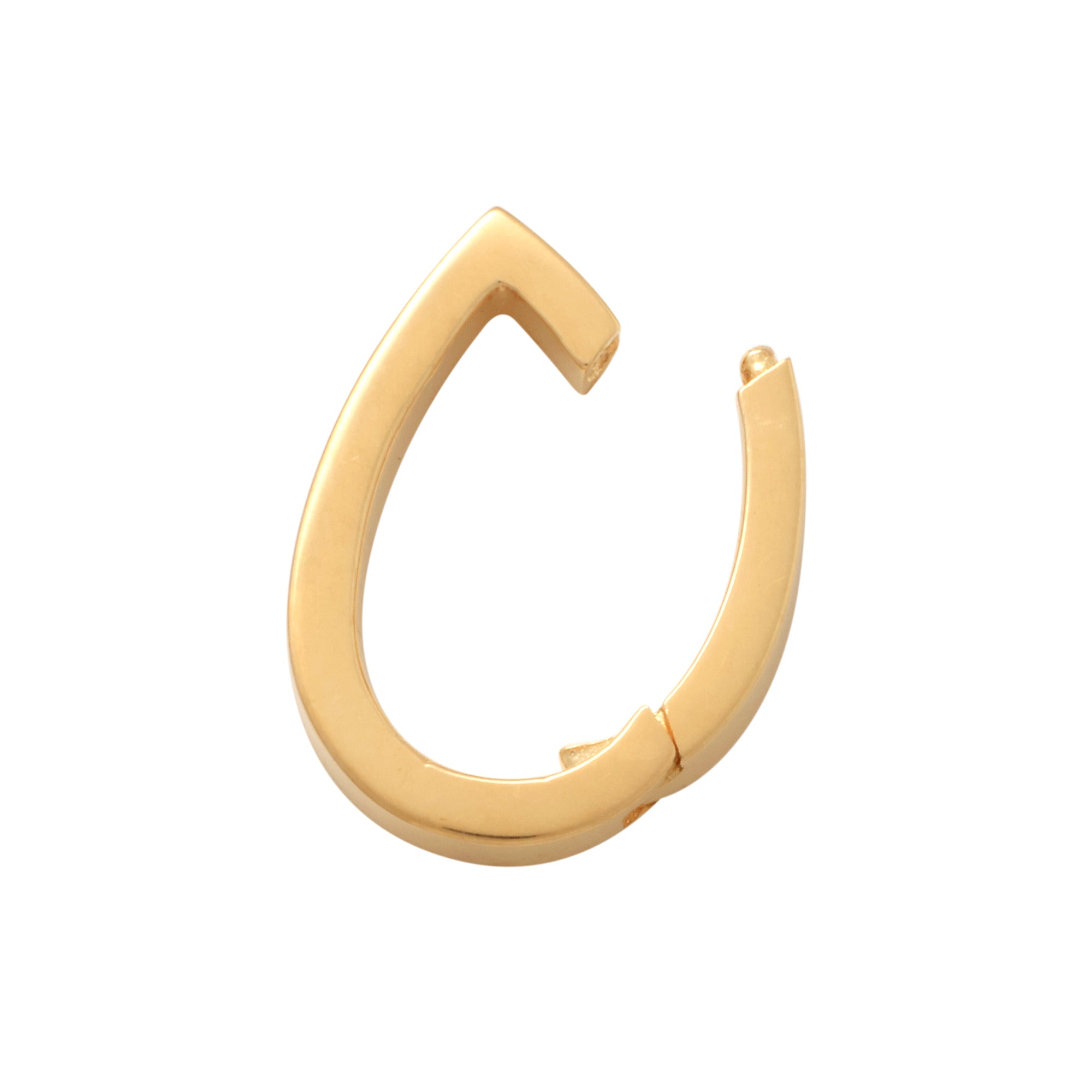 14K Solid Gold Teardrop Shaped Charm Enhancer Connector, Durable Carabiner Clasp - Anygolds