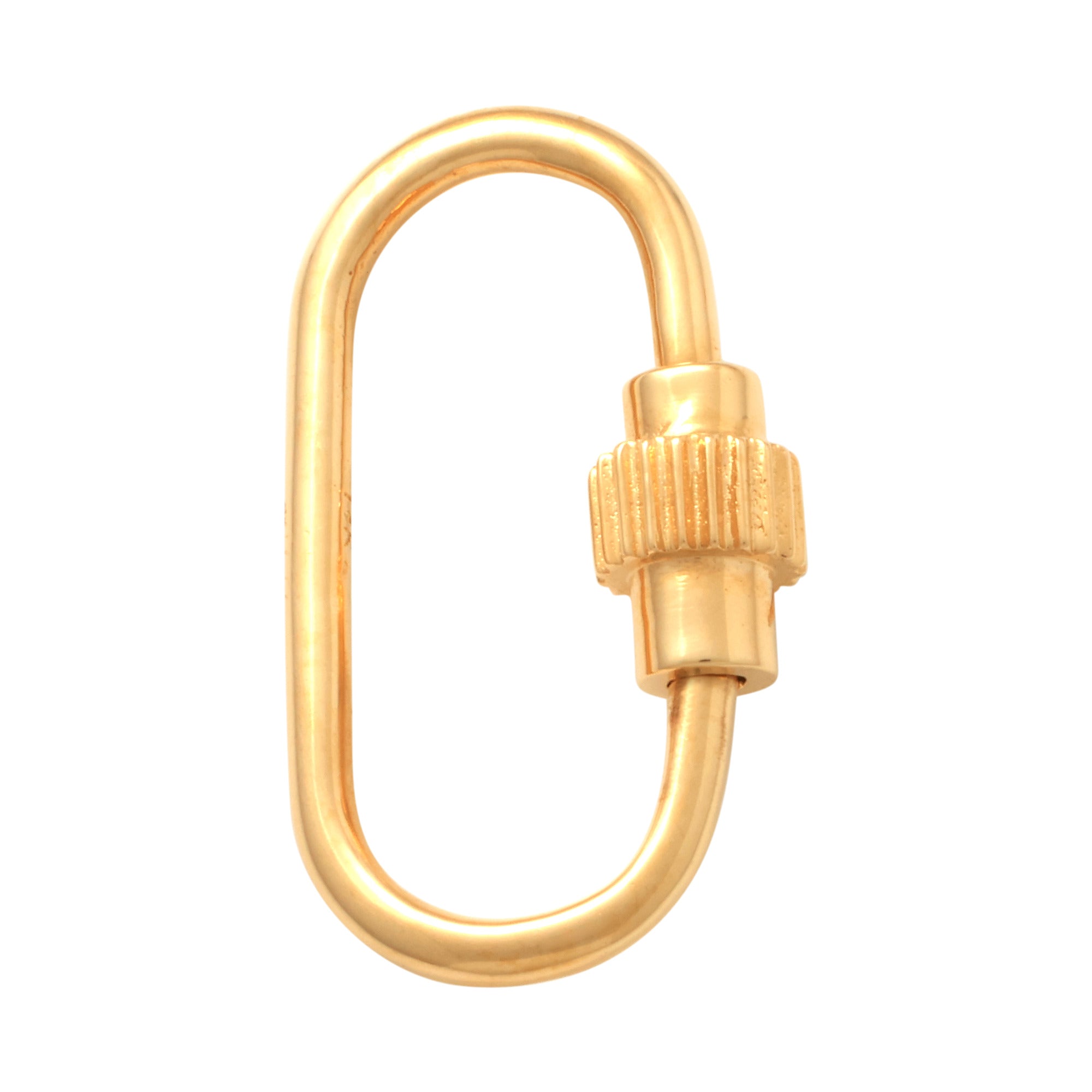 14K Soli Gold Barrel Oval Paperclip Screw Charm Connector - Anygolds 