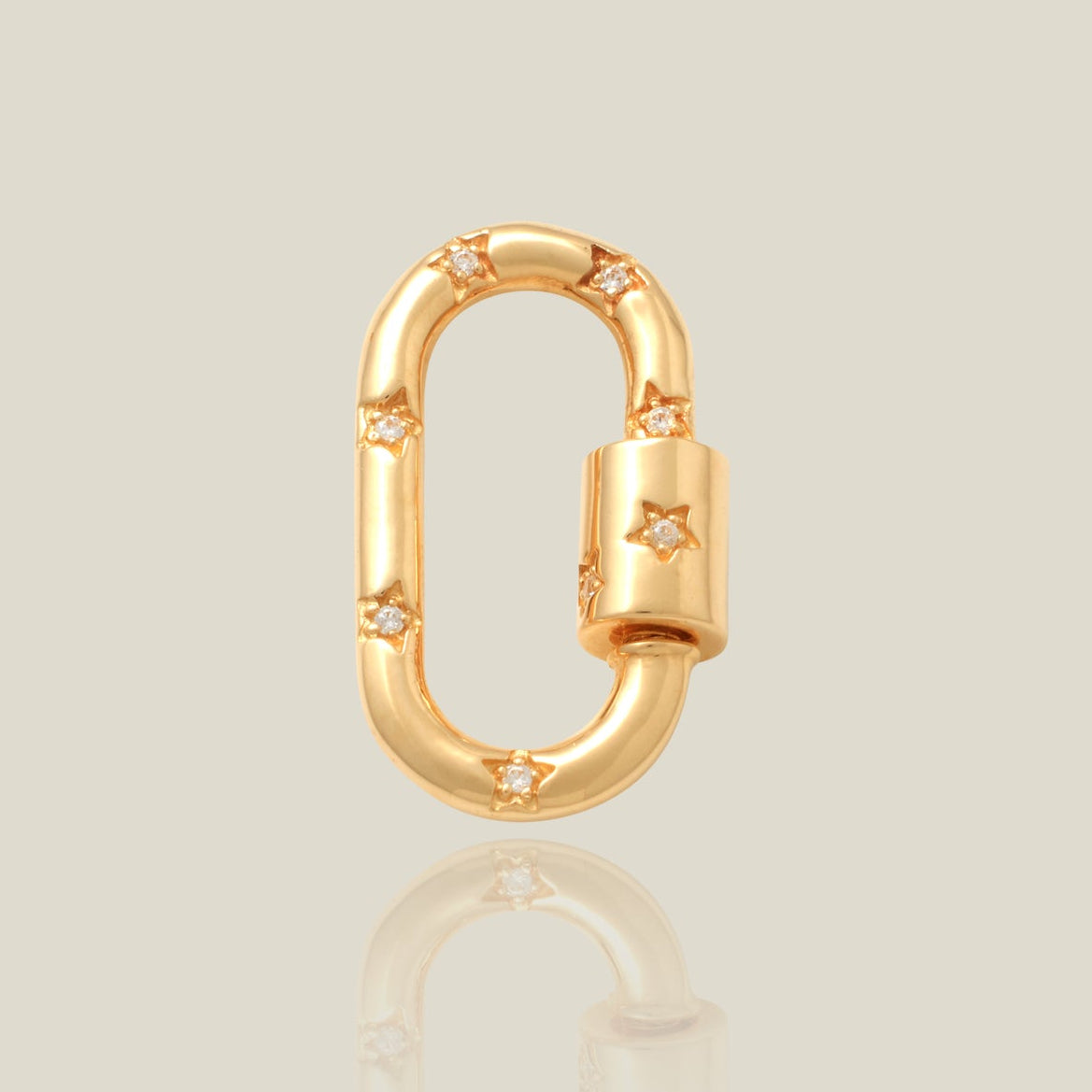 14K Solid Gold Diamond Carabiner Charm Connector – Anygolds