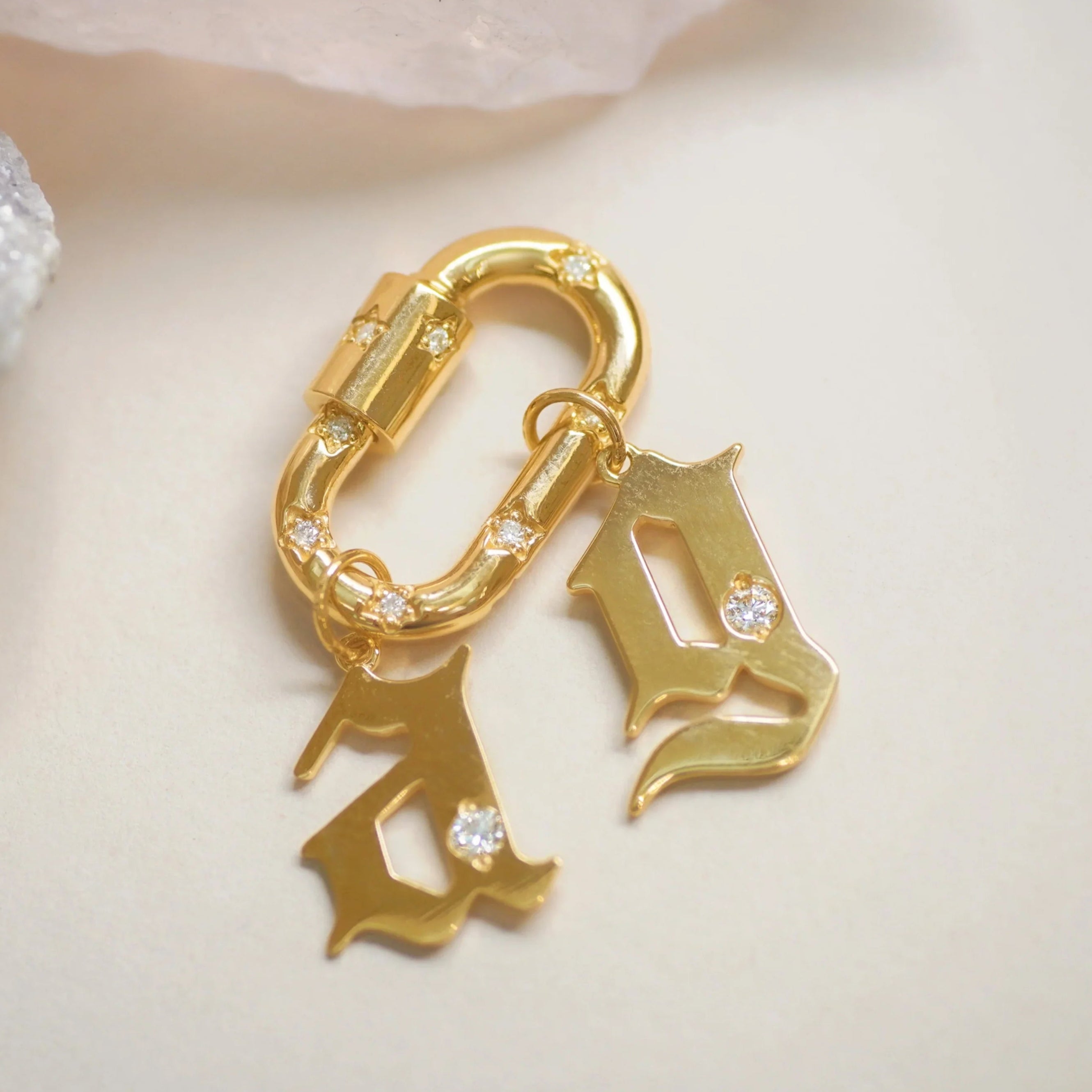Diamond Gothic Initial Pendant - Anygolds