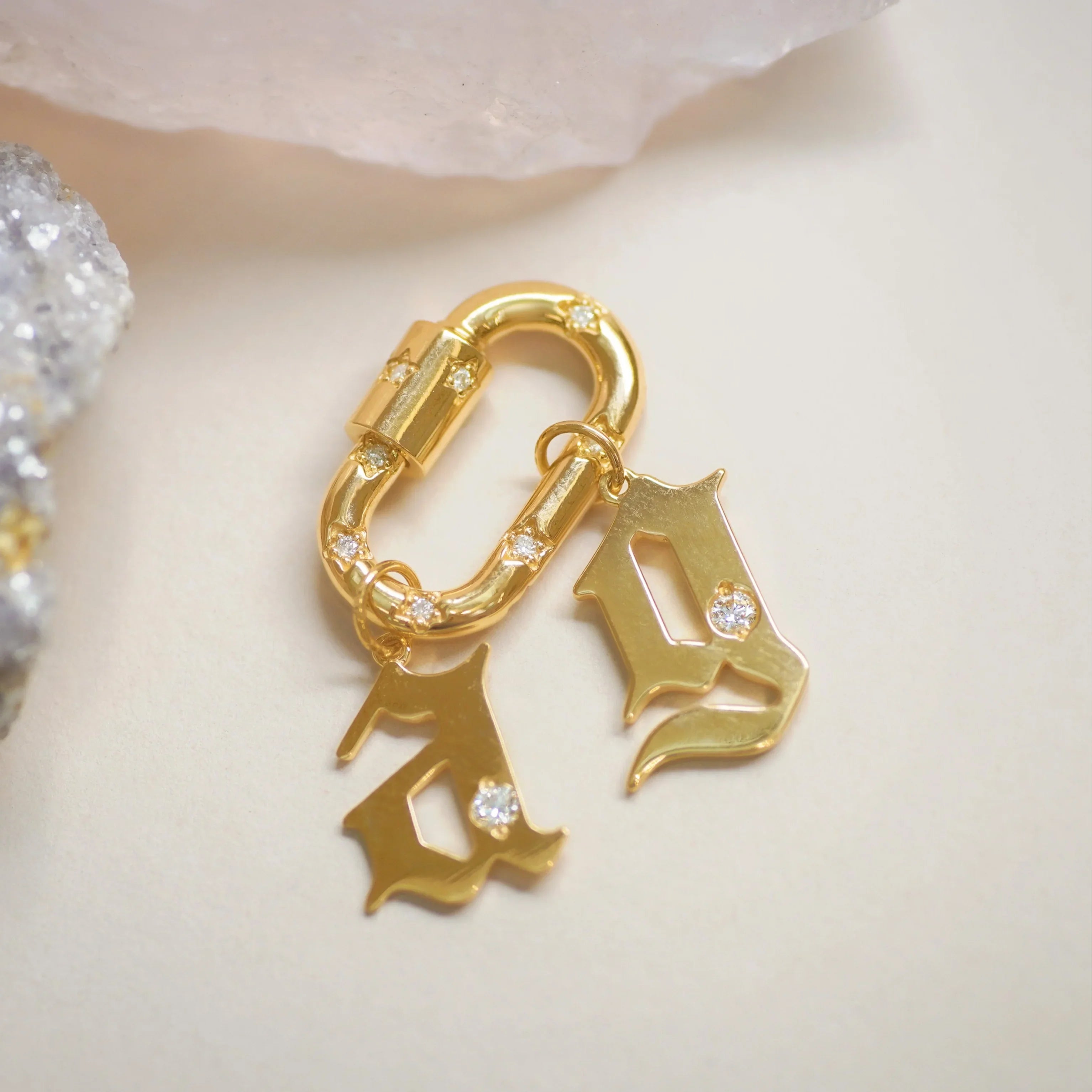 Diamond Gothic Initial Pendant - Anygolds