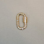 14K Solid Gold Diamond Oval Carabiner Screw Connector – Anygolds