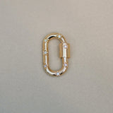 14K Solid Gold Diamond Oval Carabiner Screw Connector – Anygolds