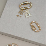 14K Solid Gold Diamond Oval Carabiner Screw Connector – Anygolds