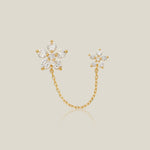 Marquise Double Flower Chain Stud Earring - Anygolds