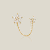 Marquise Double Flower Chain Stud Earring - Anygolds