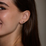 Pink Heart Chain Stud Earrings