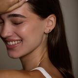 Pink Heart Chain Stud Earrings