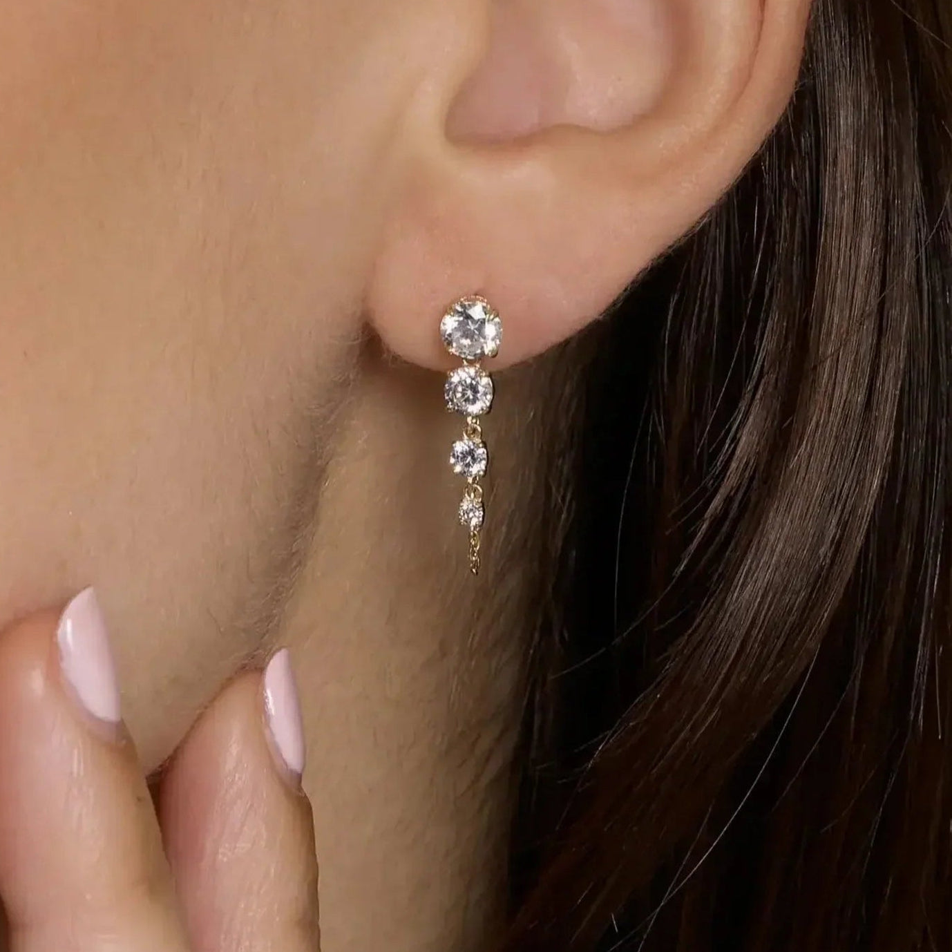 14K Solid Gold Cascade Chain Drop Earrings – Anygolds