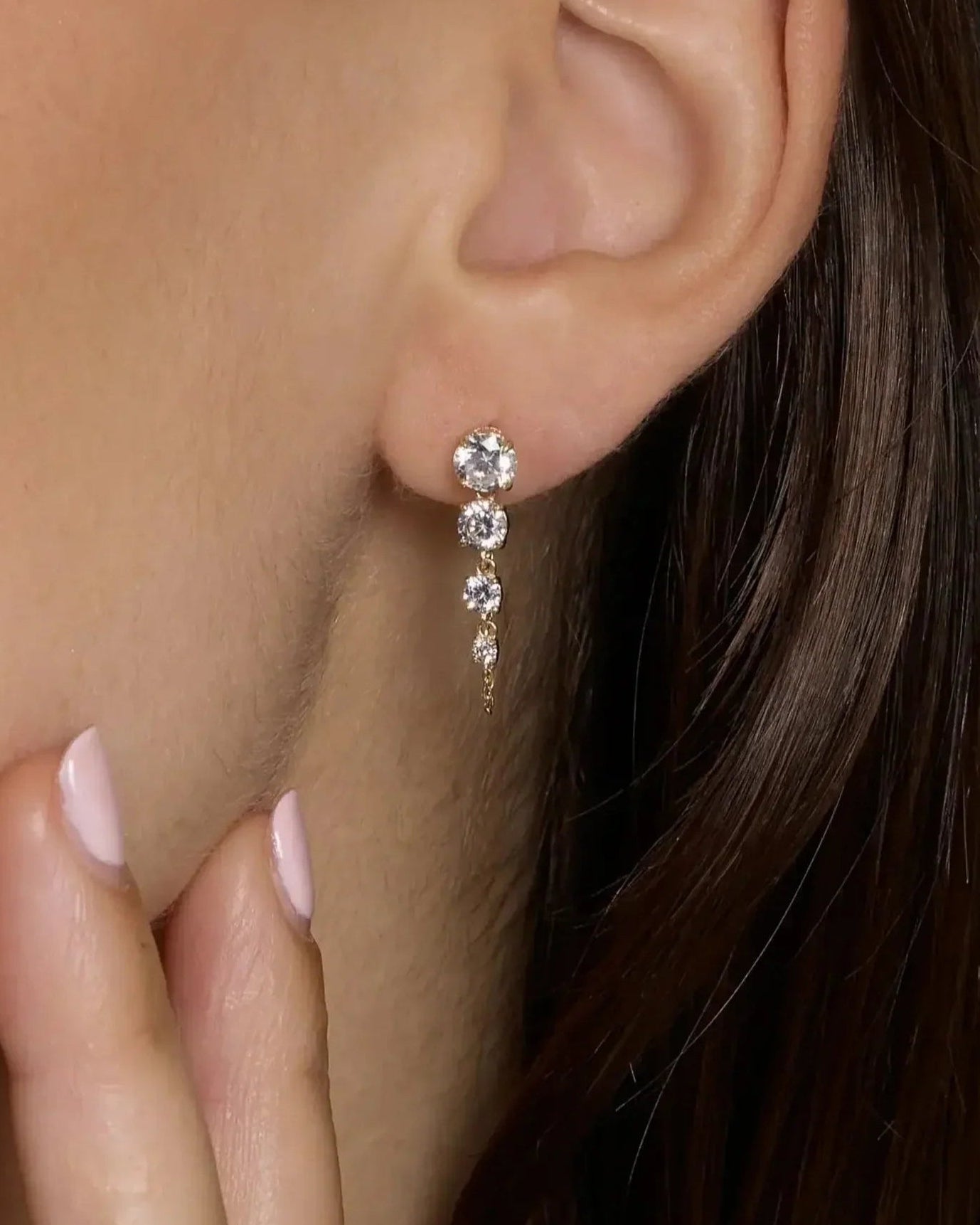 14K Solid Gold Cascade Chain Drop Earrings – Anygolds