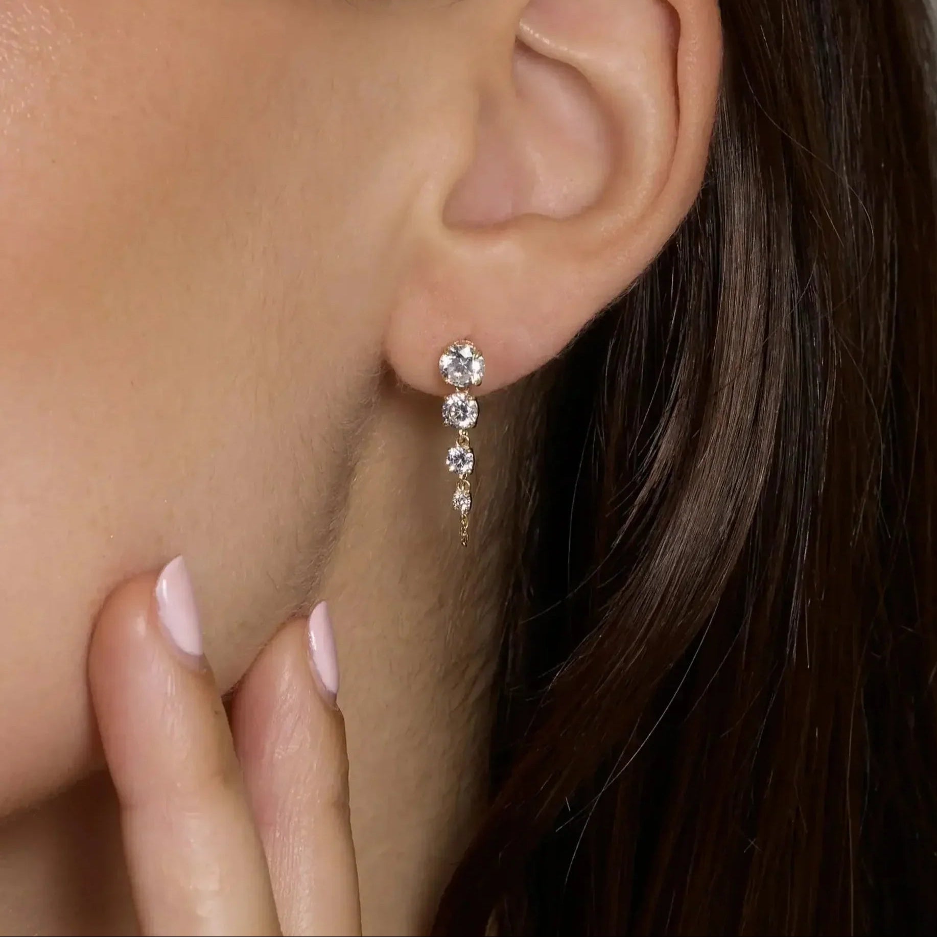 14K Solid Gold Cascade Chain Drop Earrings – Anygolds