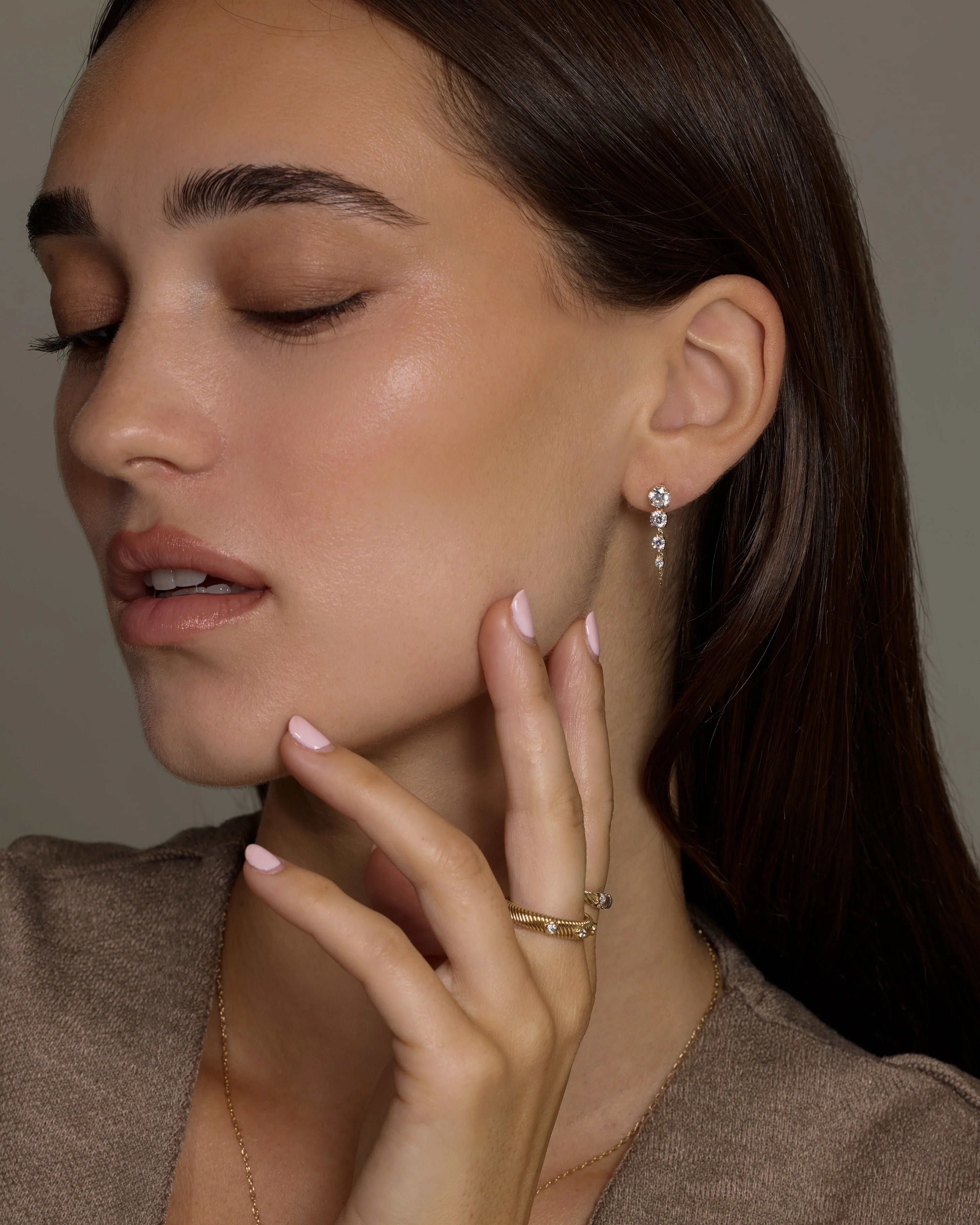 14K Solid Gold Cascade Chain Drop Earrings – Anygolds