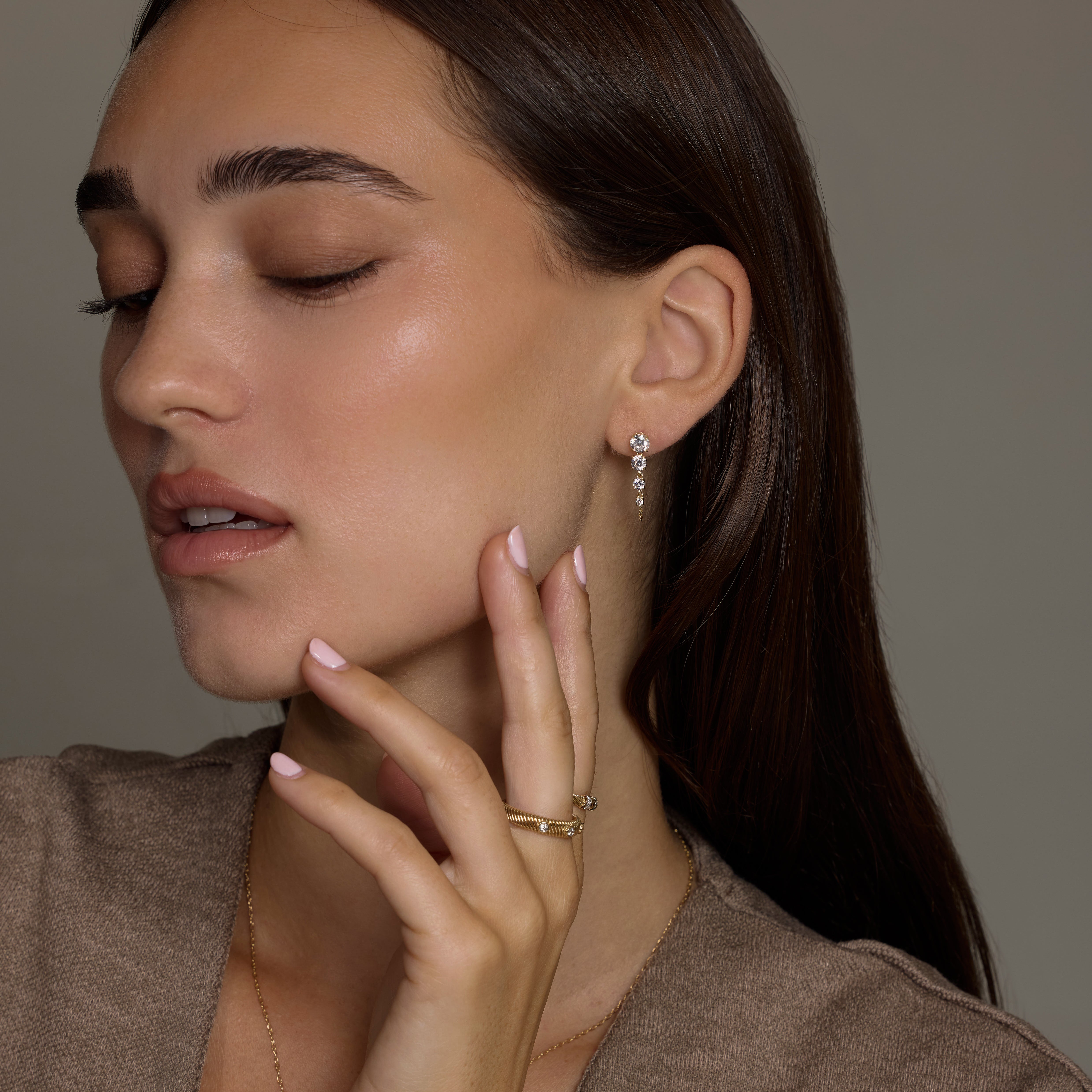 14K Solid Gold Cascade Chain Drop Earrings – Anygolds