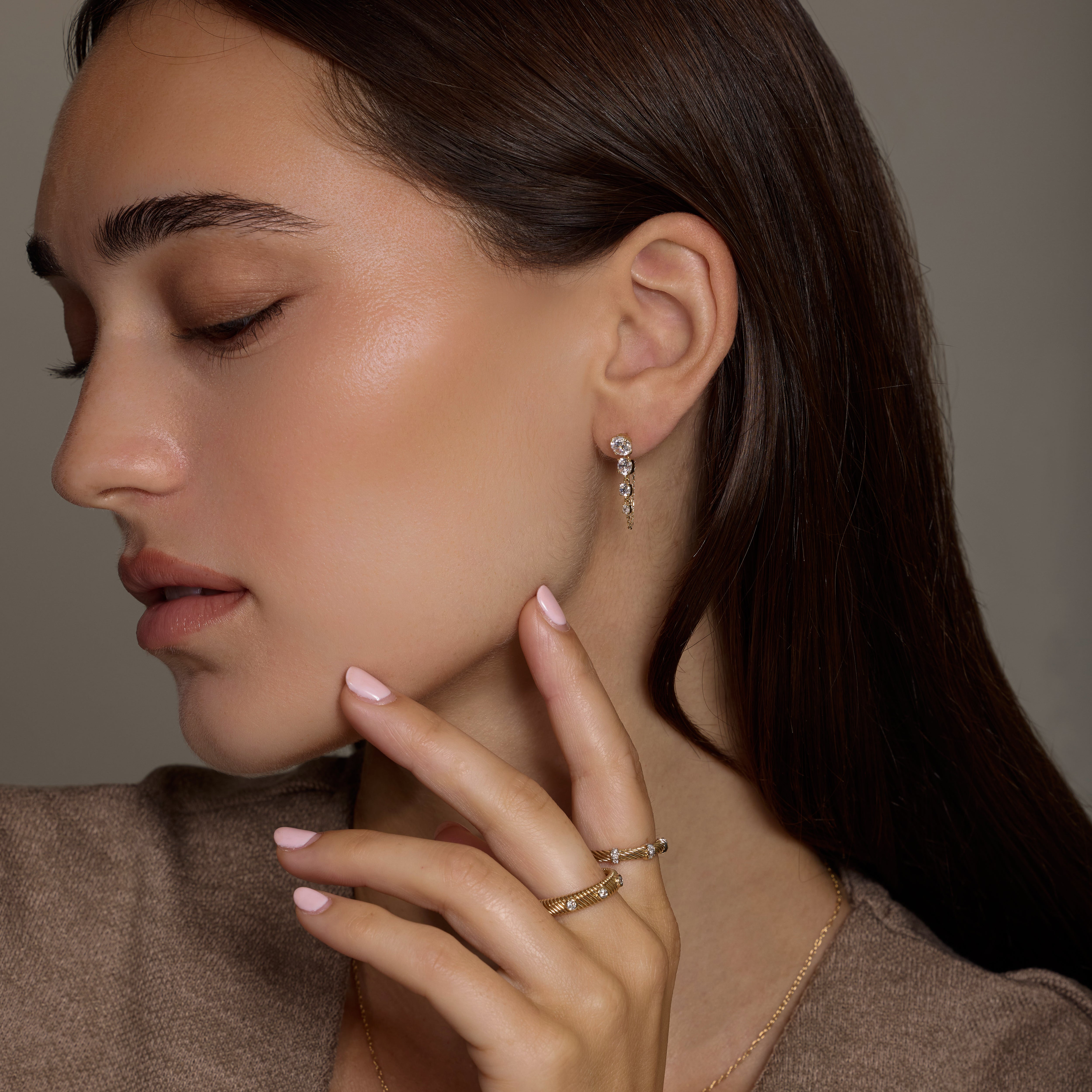 14K Solid Gold Cascade Chain Drop Earrings – Anygolds