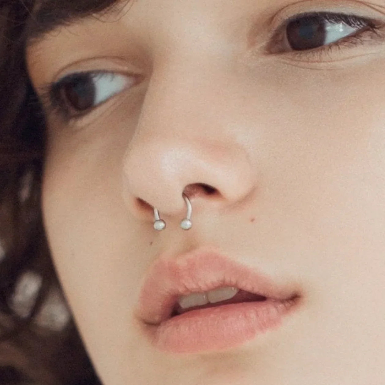 14K solid gold plain horseshoe hoop for septum piercing