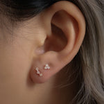 14K Solid Gold Diamond Mini Triple Stud – Anygolds