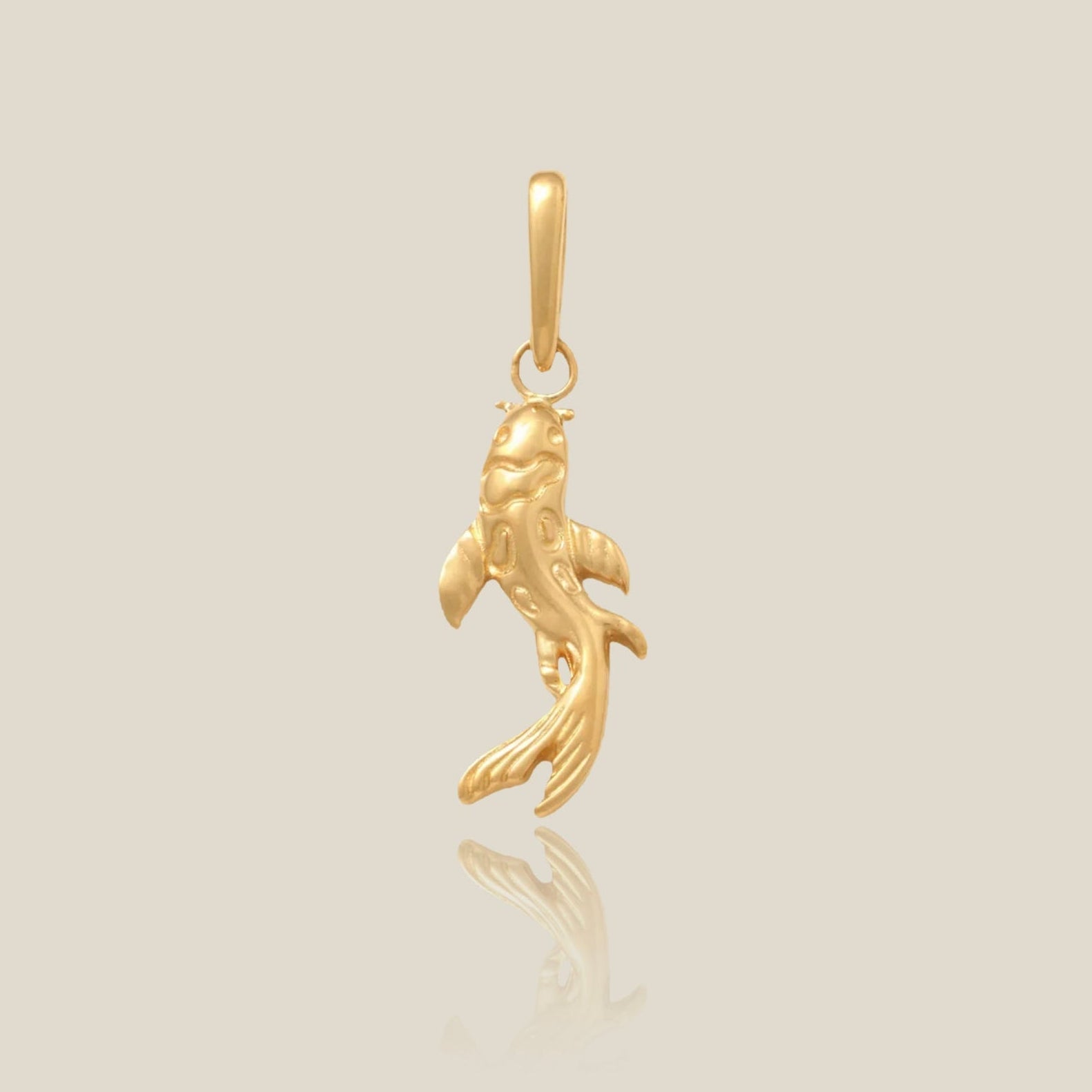 14k solid gold koi fish charm pendant