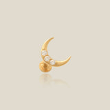 Triple Stone Crescent Moon Stud