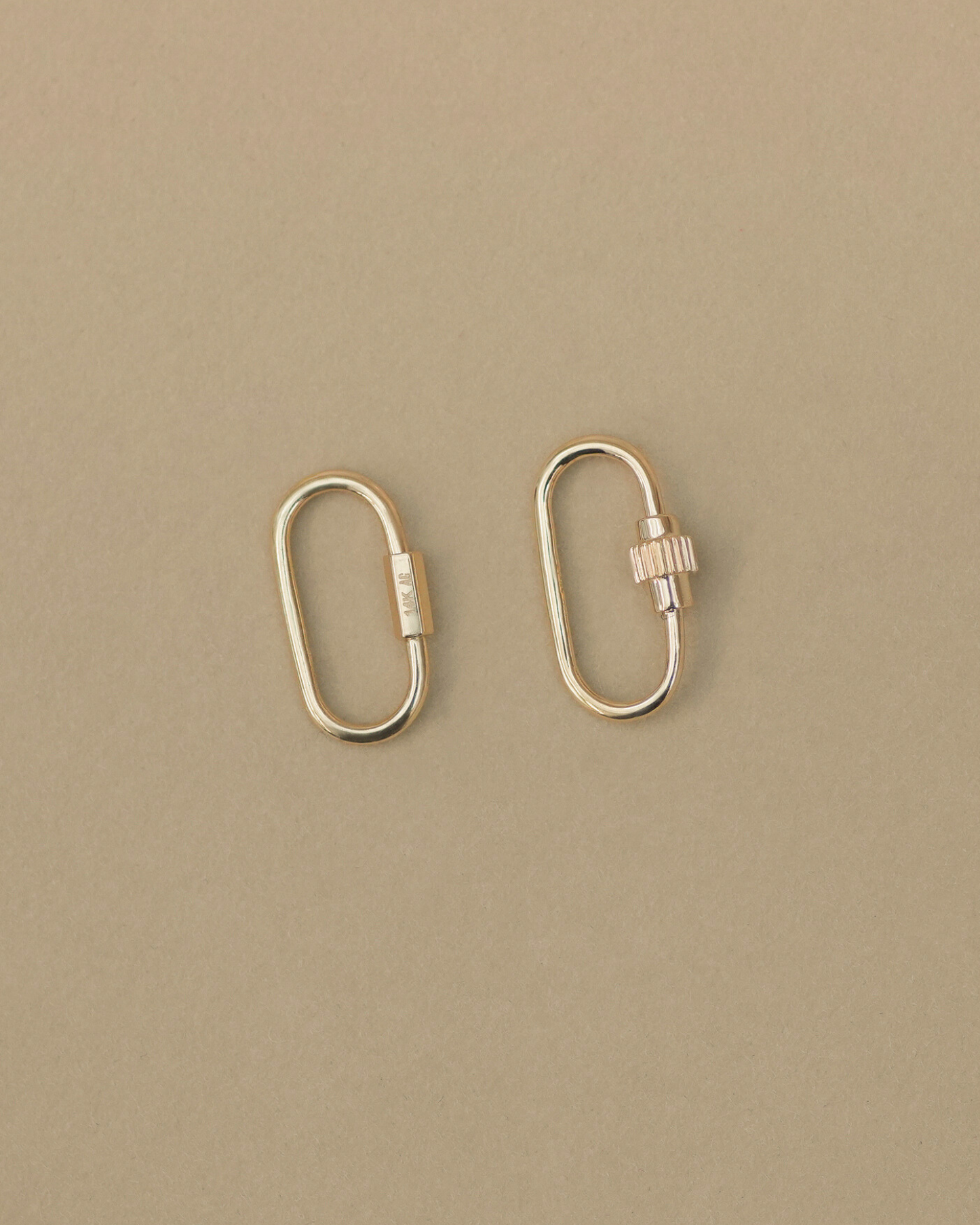 14K Solid Gold Oval Carabiner Screw Connector – Anygolds