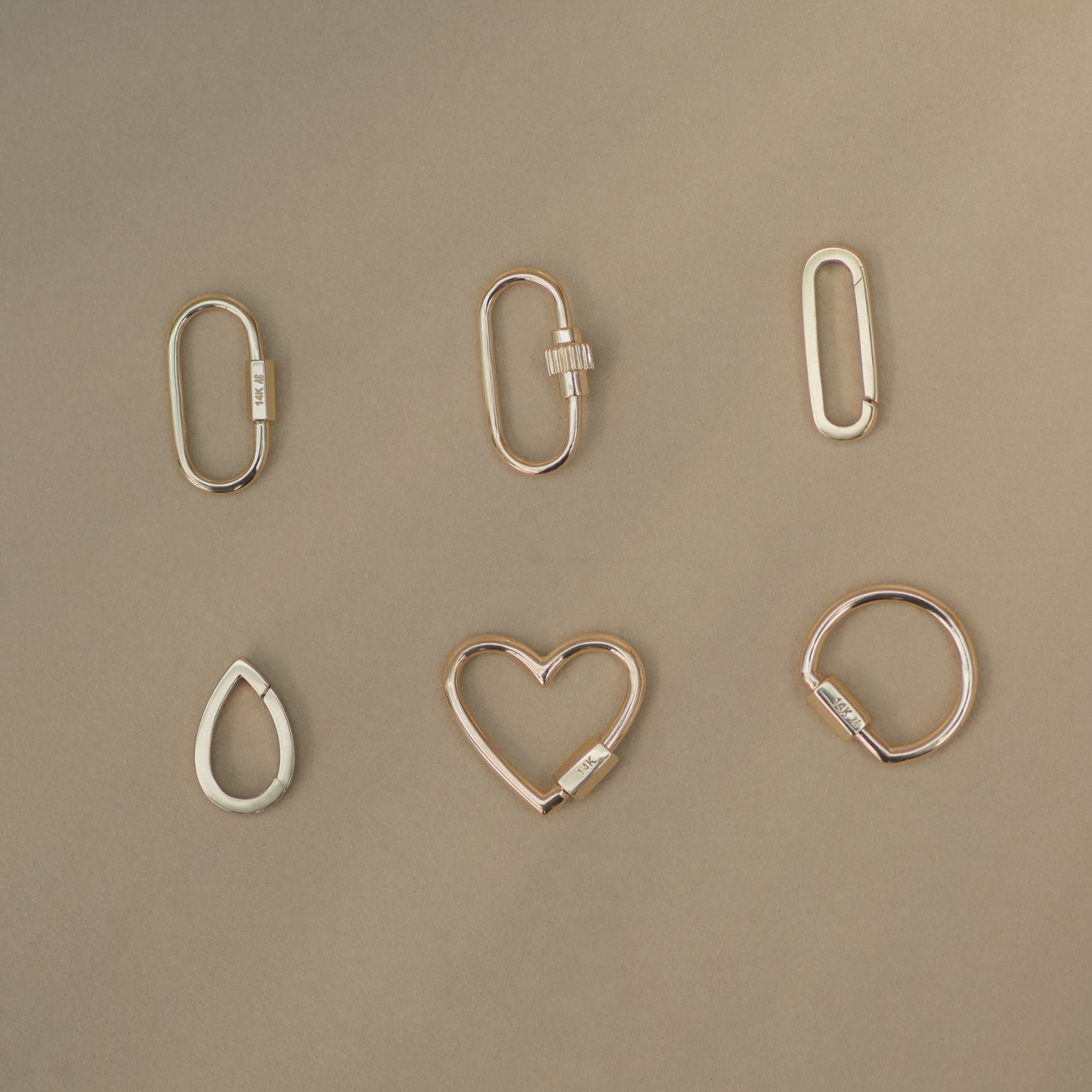 14K Solid Gold Oval Carabiner Charm Connector – Anygolds