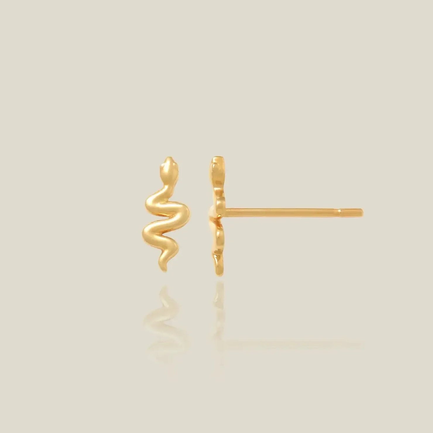 14K Solid Gold Mini Snake Stud Earrings – Anygolds