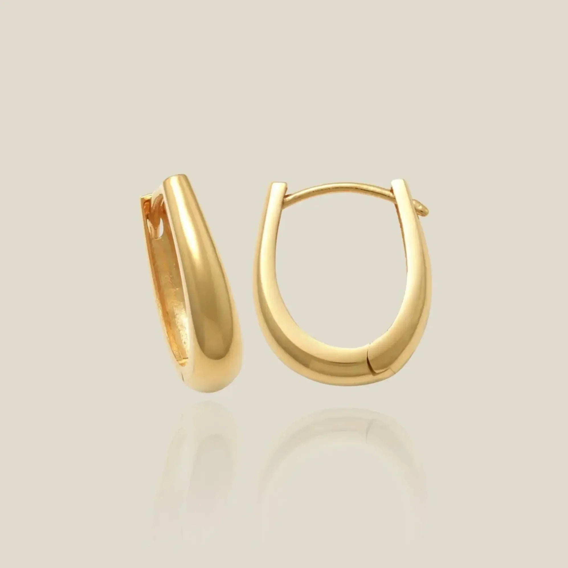 14K Solid Gold Oval Bold Hoop Earrings – Anygolds