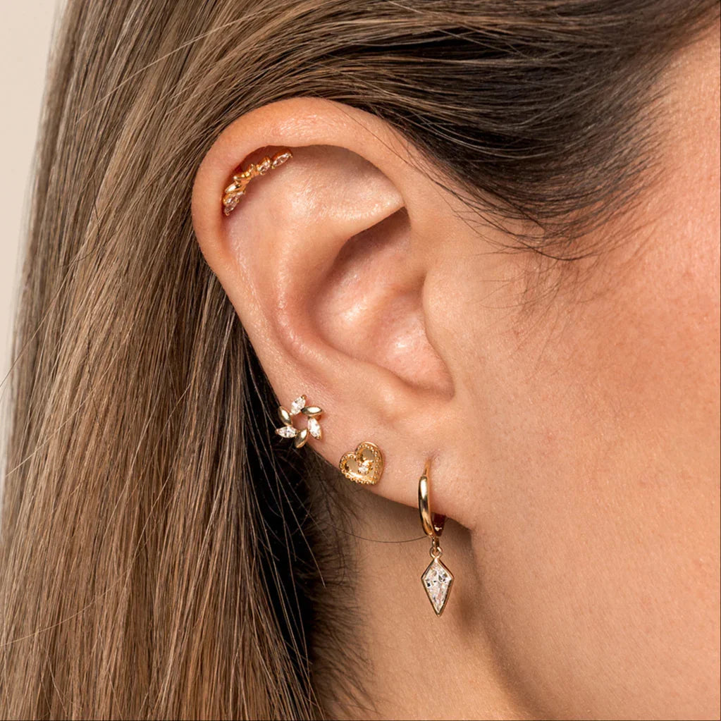Clear Stone Lozenge Dangle Hoop - Anygolds