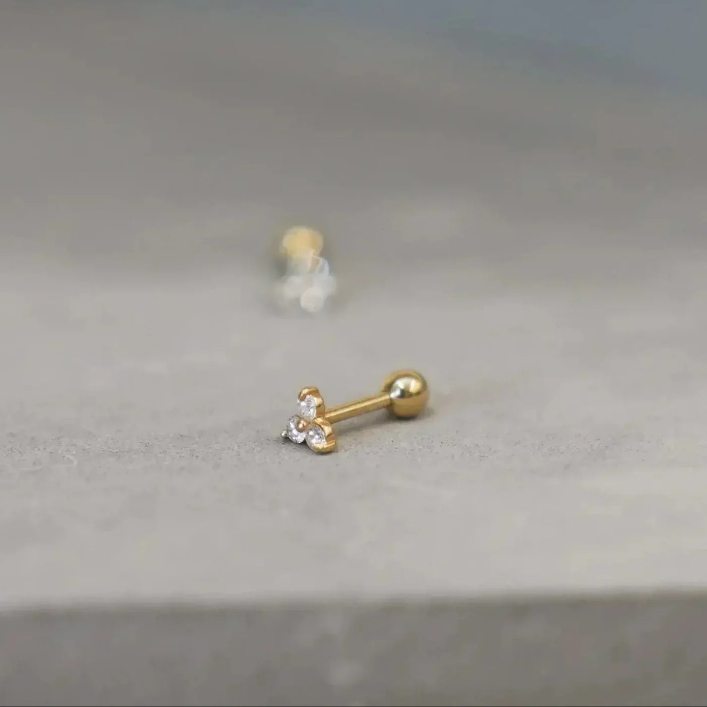 14K Solid Gold Diamond Trinity Lotus Stud – Anygolds