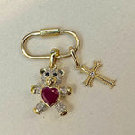 Diamond Heart Teddy Bear Pendant - Anygolds