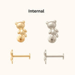 14K Gold Teddy Bear Stud Earring (Internal, External) - Anygolds