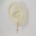 Beaded Cross Drop Huggie Earrings - Anygolds