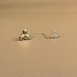 Bee & Honeycomb Double Chain Stud Earring