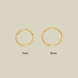 14K Solid Gold Plain Clicker Hoop Ring - 16G, 18G